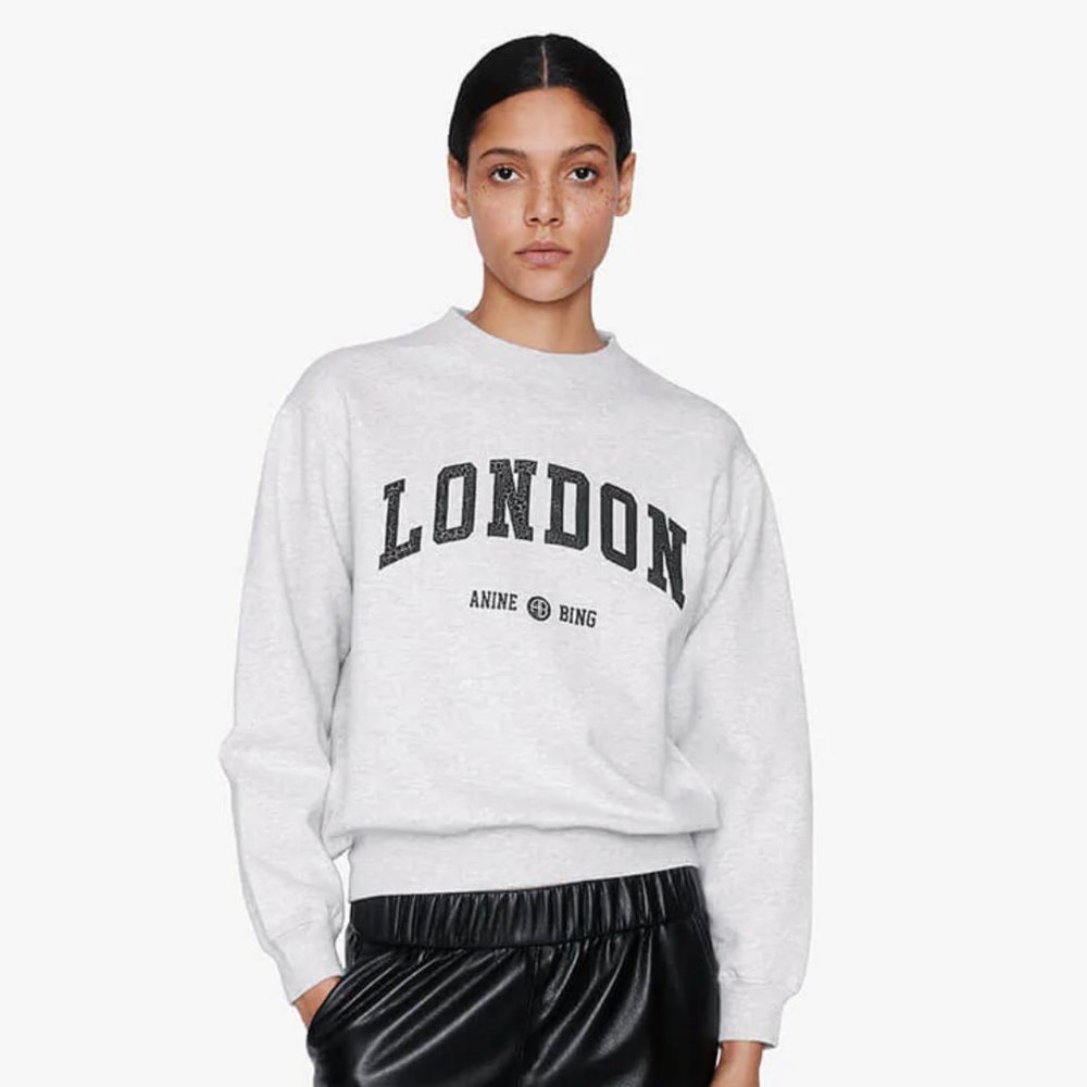 Anine Bing Ramona London Sweatshirt, Heather Grey